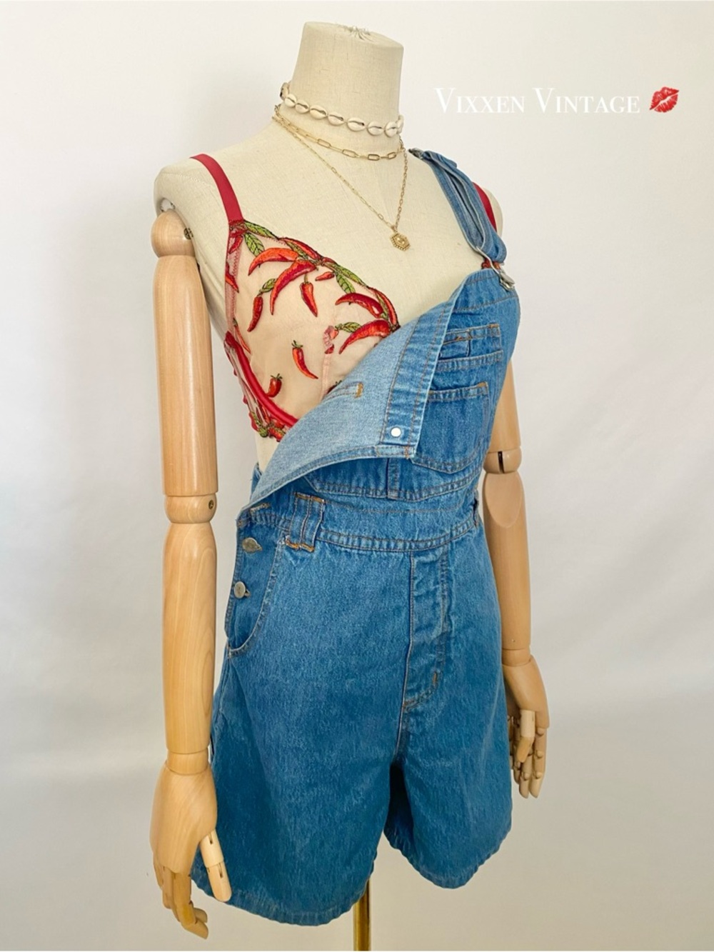 VINTAGE 1990’S ZERO EFFECT DENIM UTILITY SHORTALLS IN MEDIUM WASH